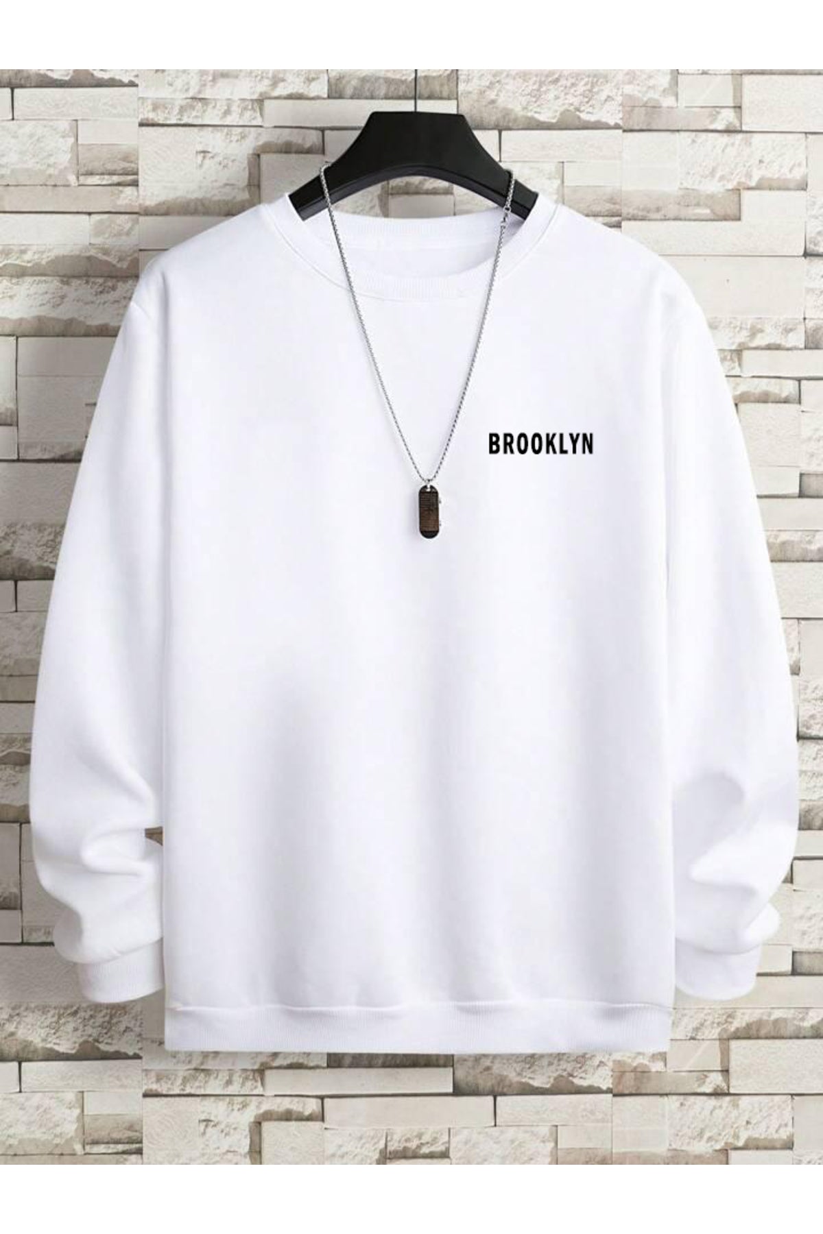 Brooklyn Minimal Yazı Baskılı Oversize Unisex (Sweatshirt)