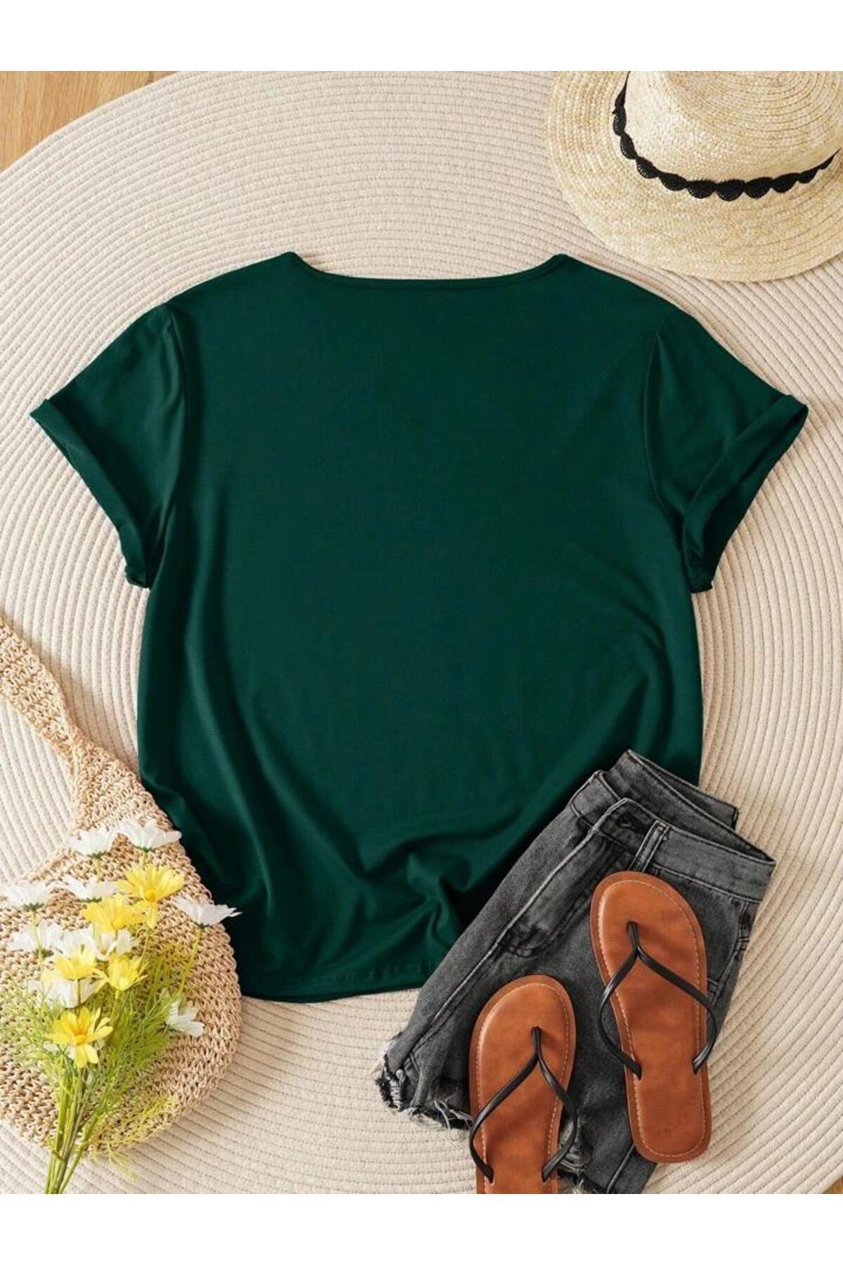 V Yaka Regular Fit Kalıp Düz Tshirt