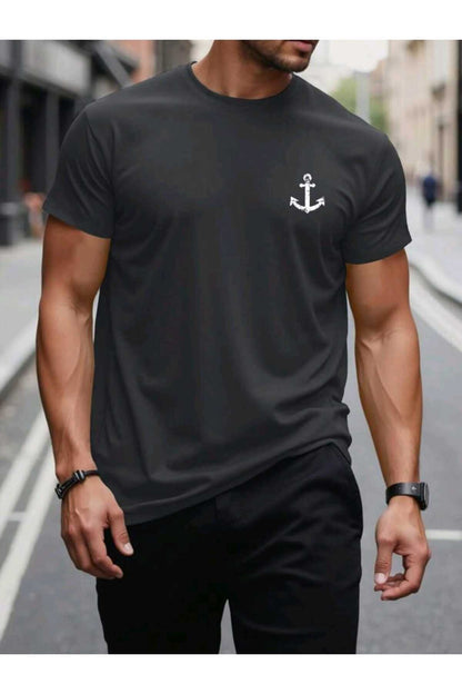 Çapa Baskılı Erkek Yazlık T-shirt