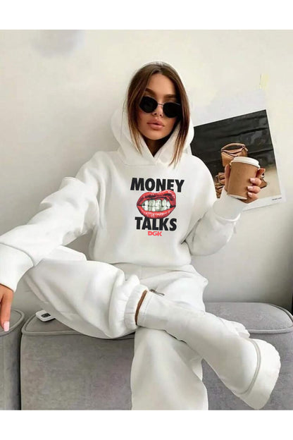 MONEY TALKS Alt Üst Eşofman Takımı Kapşonlu Kanguru Cepli