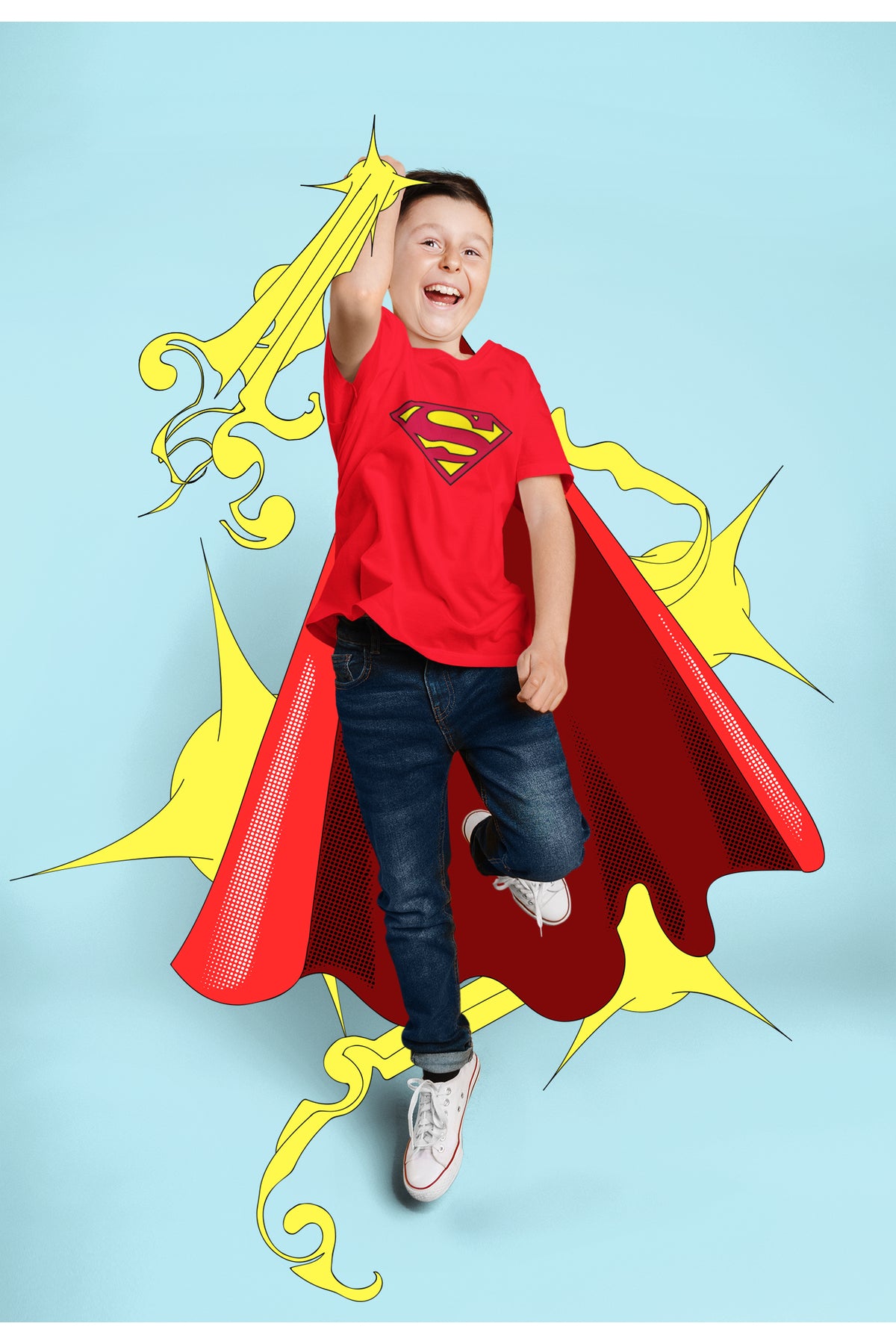 SUPERMAN Çocuk Relax Baskılı Bisiklet Yaka Pamuklu T-shirt