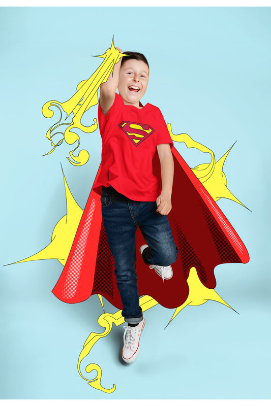 SUPERMAN Çocuk Relax Baskılı Bisiklet Yaka Pamuklu T-shirt