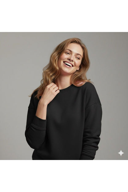 Basic Bisiklet Yaka Kadın Sweatshirt