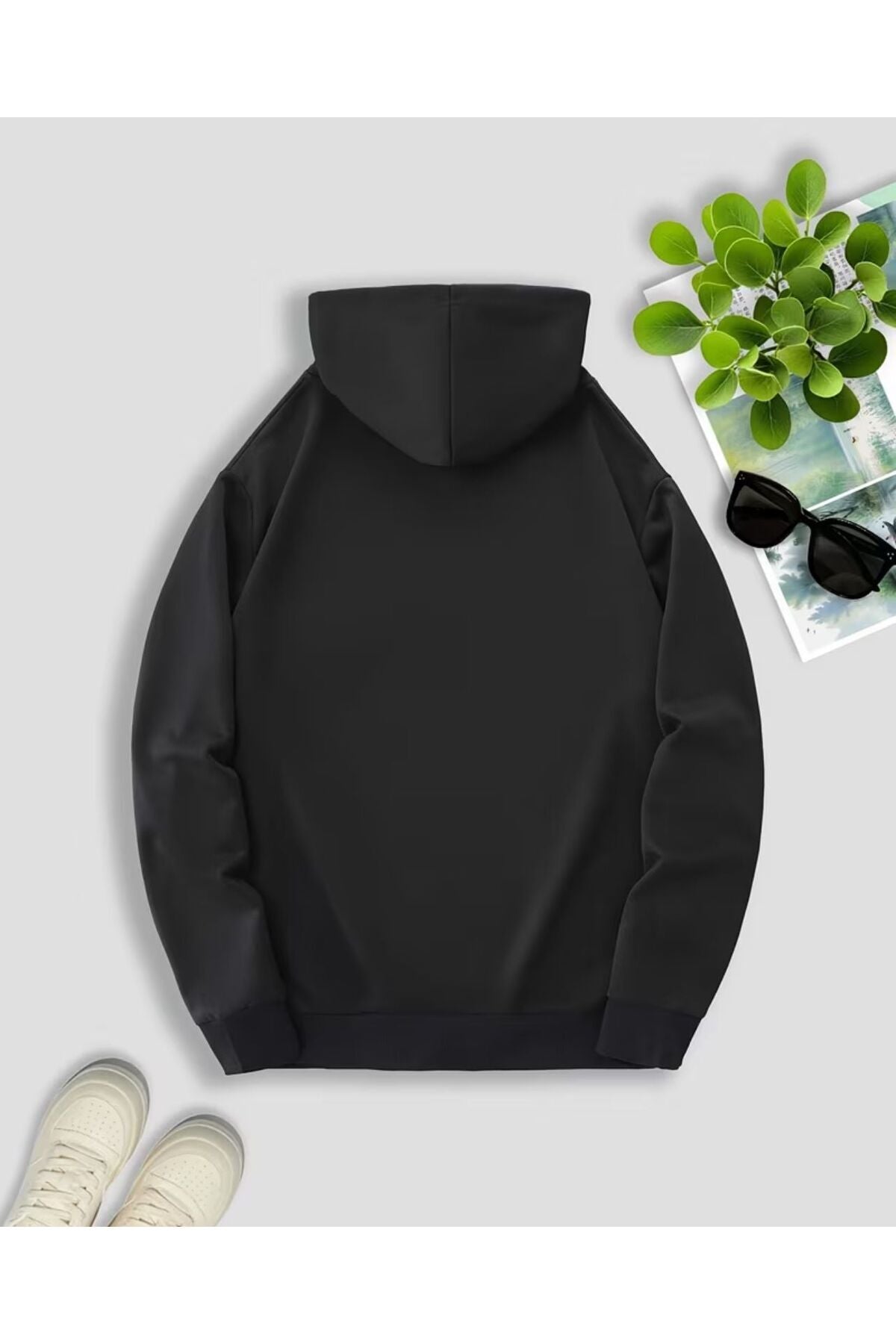 ERKEK KAPÜŞONLU DÜZ BASKISIZ SWEATSHİRT