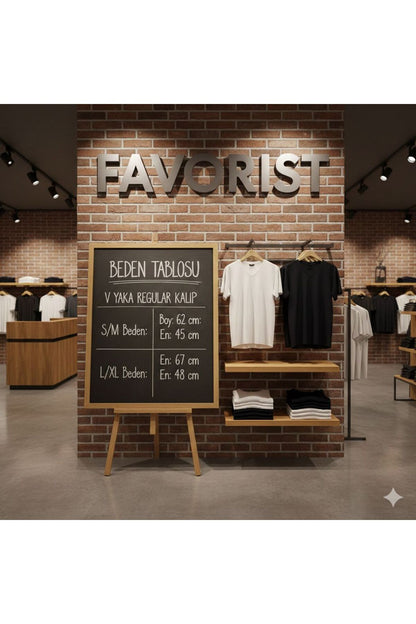 V Yaka MİNİK KALP Baskılı Yazlık Kadın T-SHİRT