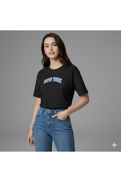 New York Kadın Pamuklu Regular Kalıp Tshirt