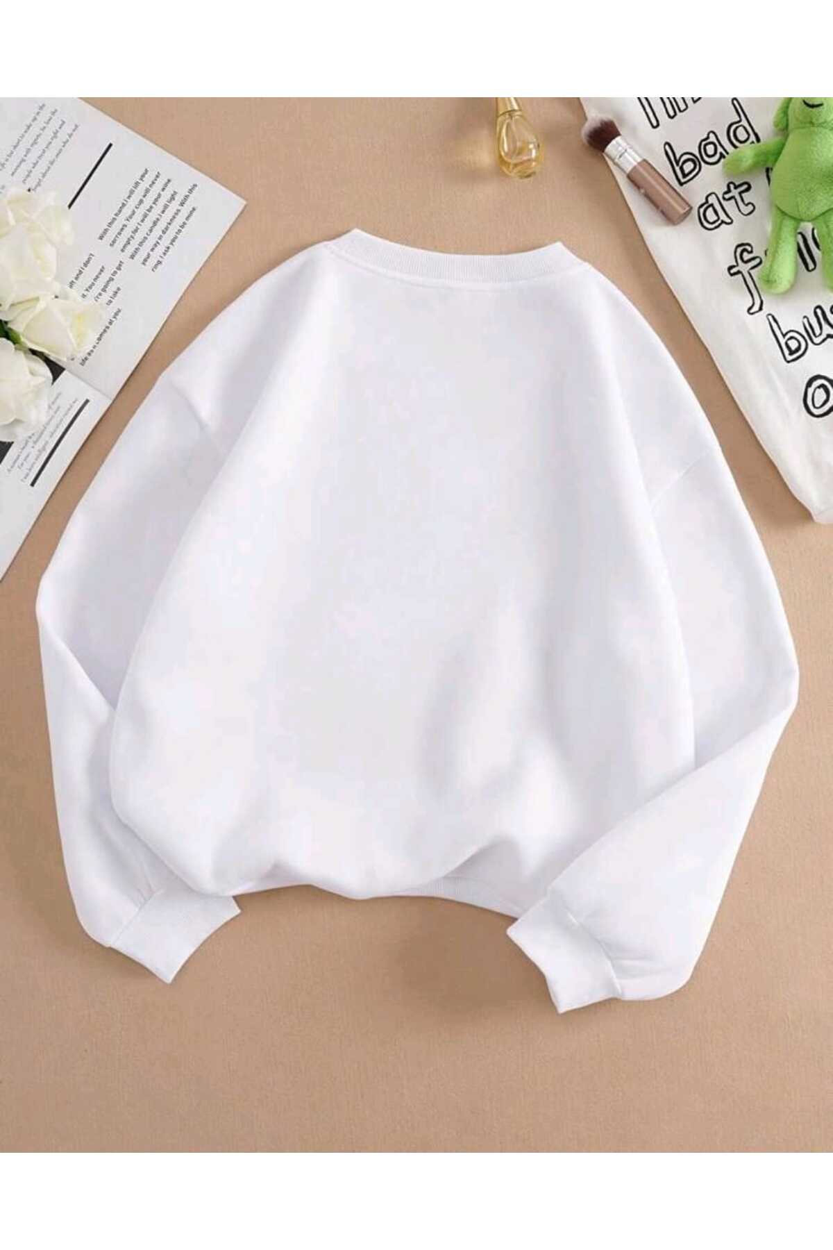 Miami Baskılı Bisiklet Yaka Sweatshirt