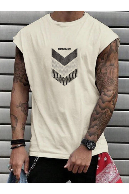 Perseverance Baskılı Kolsuz tshirt  Erkek Sıfır Kol Giyim Spor Giyim Oversize T-SHİRT