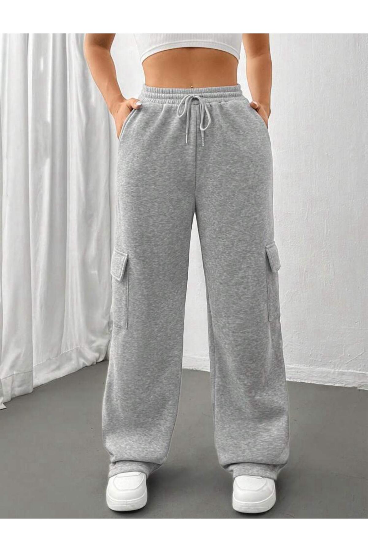 Kargo Cep Bol Bağcıklı Paçası Lastikli Zip Spor Eşofman Altı