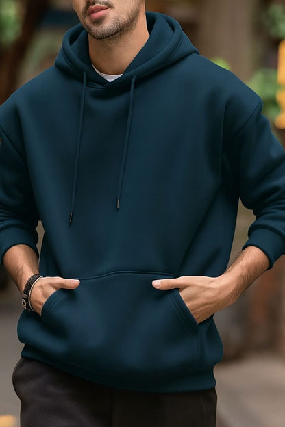ERKEK KAPÜŞONLU DÜZ BASKISIZ SWEATSHİRT