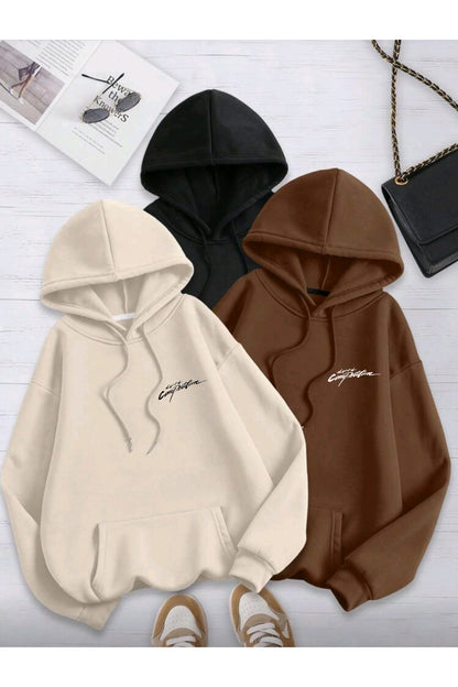 The Sprit Of Competition Baskılı 3 Adet Kapşonlu Yeni Sezon Unisex
