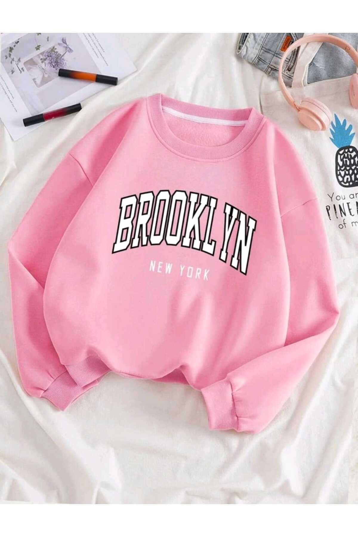 Brooklyn Baskılı Sweatshirt ( Bisiklet Yaka ) Unisex Pamuklu Özel Seri