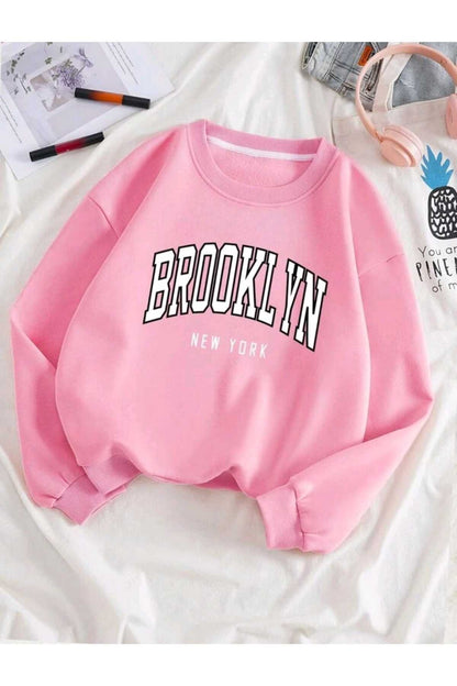 Brooklyn Baskılı Sweatshirt ( Bisiklet Yaka ) Unisex Pamuklu Özel Seri