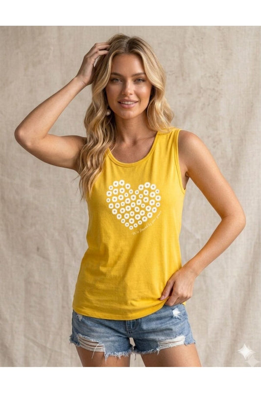 PAPATYA KALP Baskılı Kadın (Omuzu Açık) Slim Askılı Tshirt