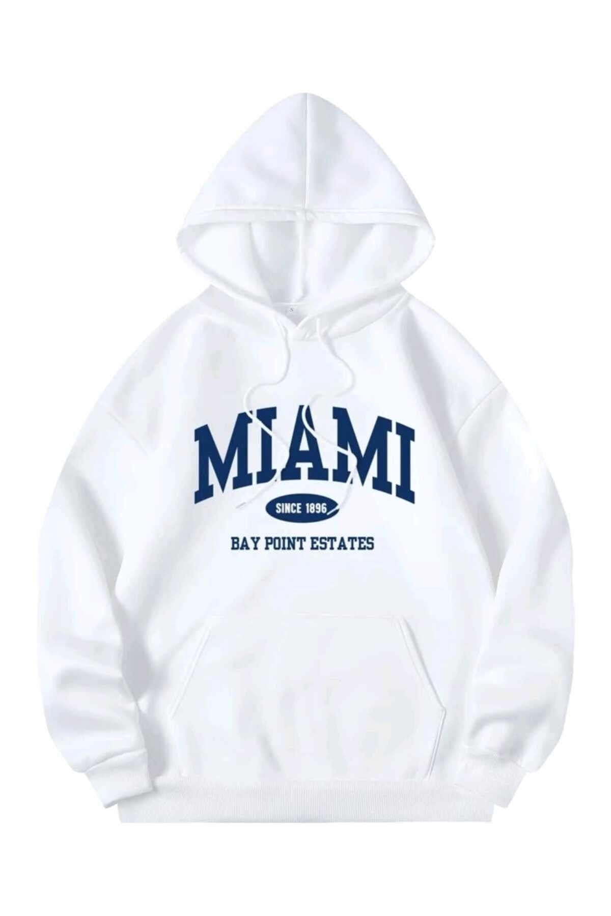 Miami Baskılı Oversize Spor Sweatshirt