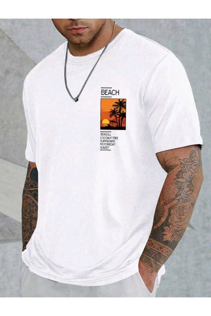 Beach Baskılı Erkek T-shirt