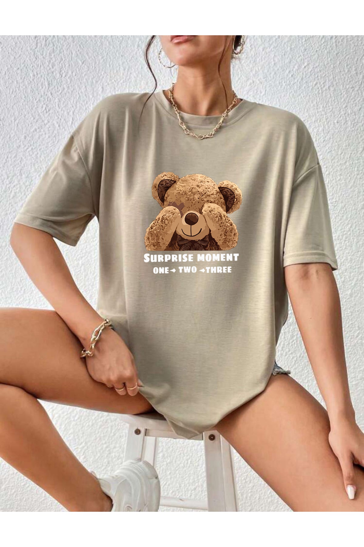 Ayıcık Baskılı T-shirt (Surprise Moment)