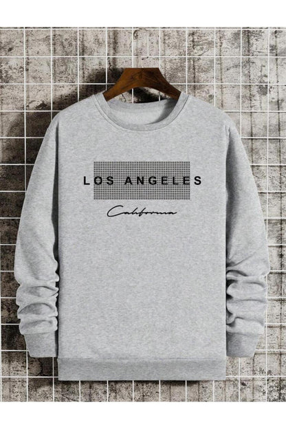 Los Angeles California Baskılı Bisiklet Yaka Pamuklu Sweatshirt