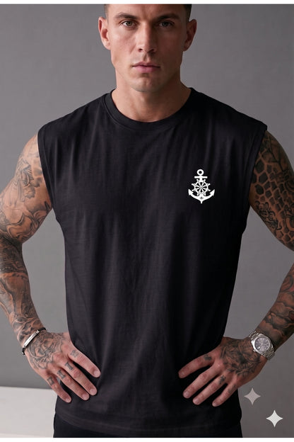 GEMİ ÇAPASI Baskılı Erkek (Sıfır Kol) Sporcu Kolsuz Atlet Tshirt