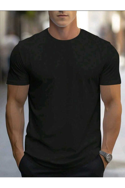 Erkek yazlık pamuklu Basic T-shirt Düz Model