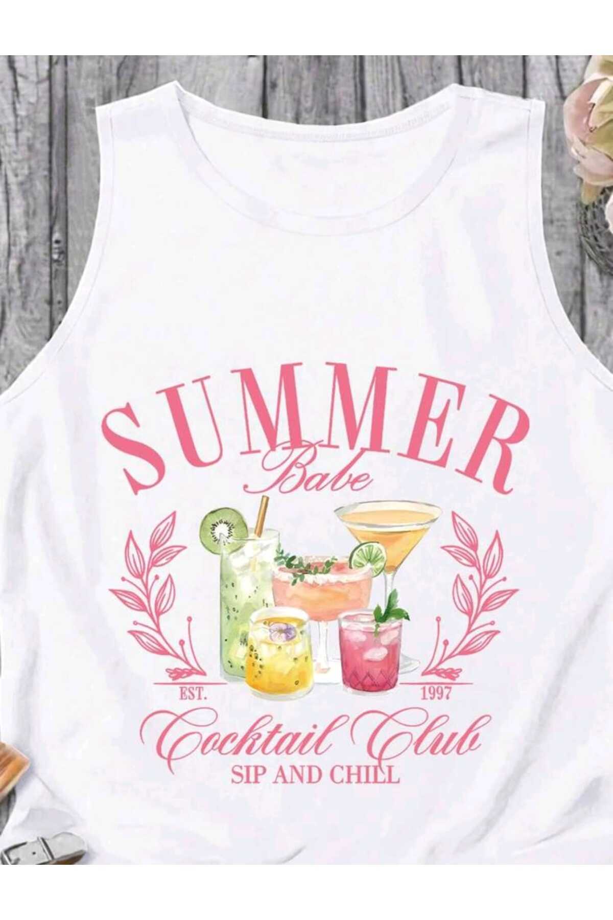 Omuzu Açık MİX Kadın Pamuklu Kolsuz Yazlık T-shirt Atlet