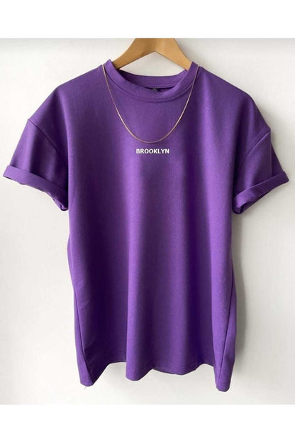 Brooklyn Minimal Baskılı Pamuk Unisex Kısa Kol Tshirt
