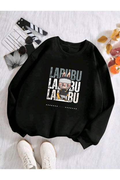 LABUBU Sweatshirt Unisex Pamuklu Şardonlu