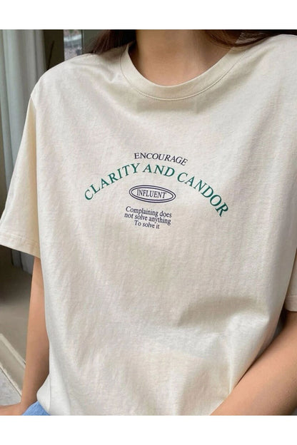 CLARITY Baskılı Oversize Pamuklu Tshirt