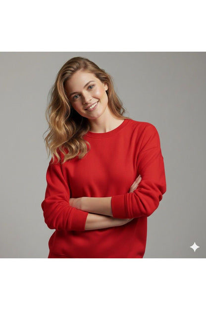 Basic Bisiklet Yaka Kadın Sweatshirt