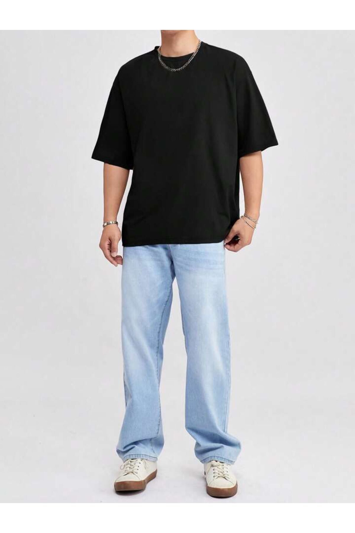 Erkek Giyim Rahat Kesim  Pamuklu Kısa Kol (Oversize) Tshirt