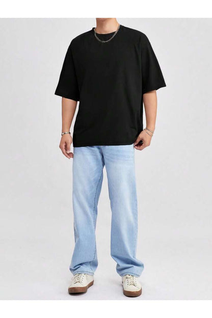 Erkek Giyim Rahat Kesim  Pamuklu Kısa Kol (Oversize) Tshirt