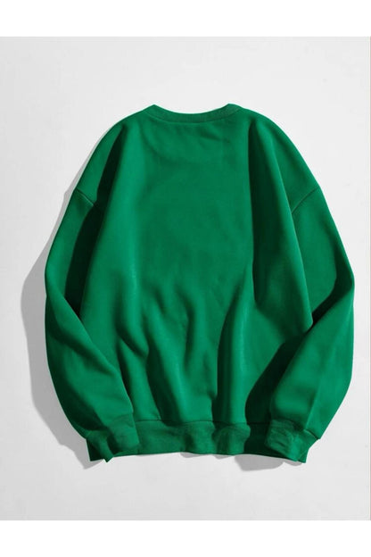 Bisiklet Yaka Sweatshirt Düz Baskısız ( Soft ) Geniş Kalıp