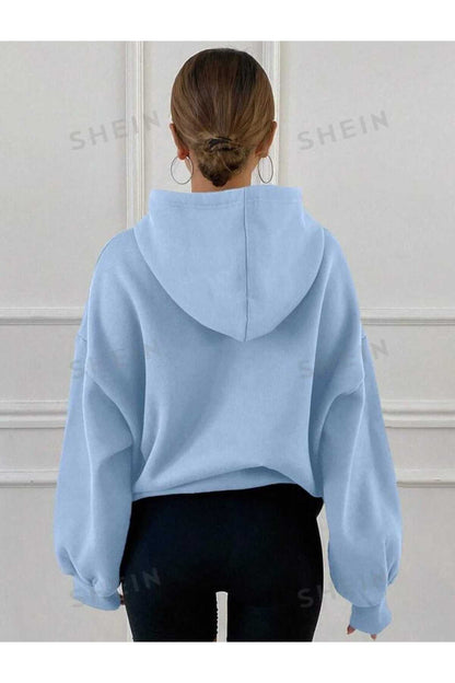 Kapüşonlu Düz Baskısız Giy Çık Oversize Kalıp Sweatshirt