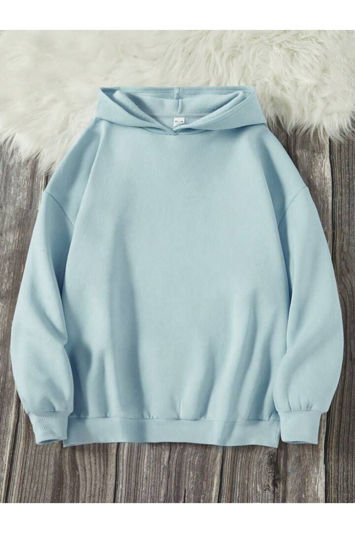 Basic Kapşonlu Sweatshirt Düz Baskısız Oversize ( Geniş Kalıp )