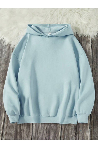 Basic Kapşonlu Sweatshirt Düz Baskısız Oversize ( Geniş Kalıp )