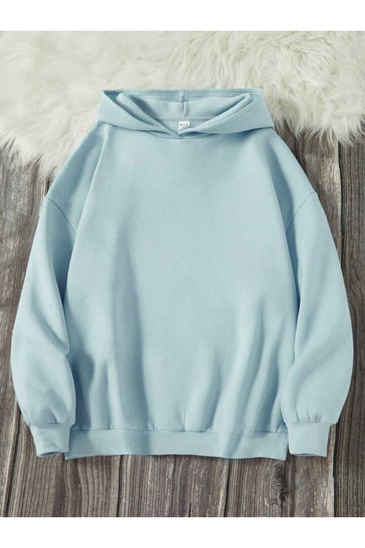 Basic Kapşonlu Sweatshirt Düz Baskısız Oversize ( Geniş Kalıp )