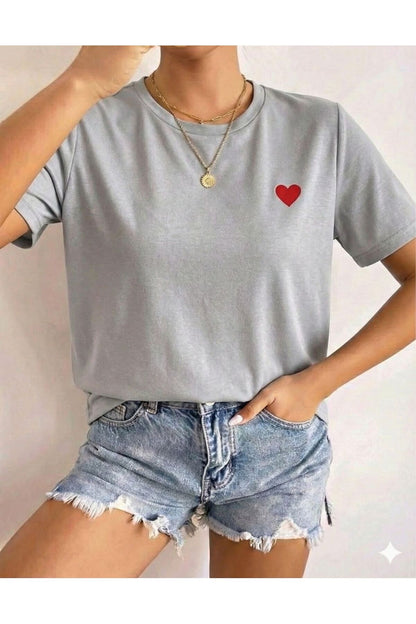 Kalp Baskılı Kadın Tshirt