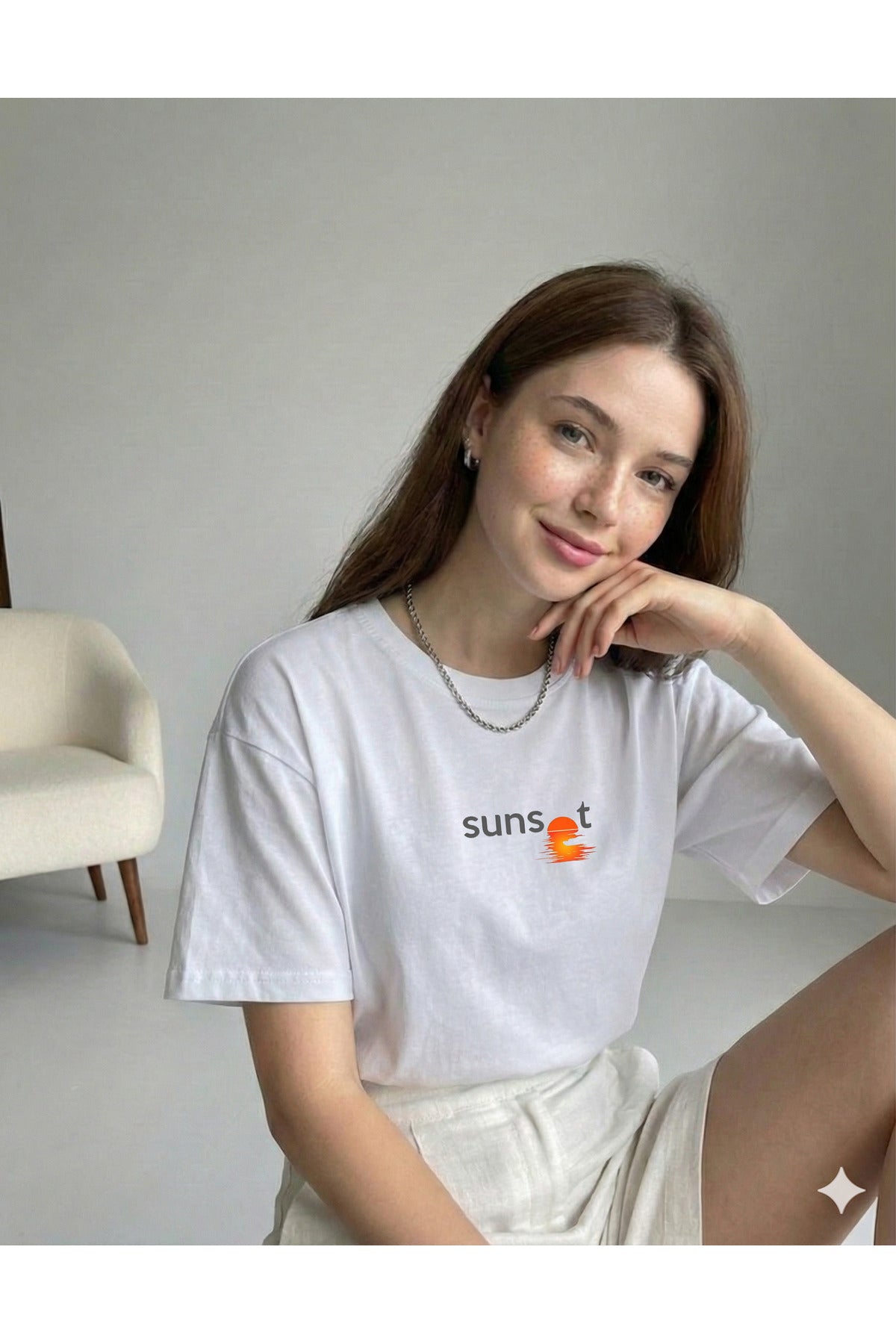 SUNSET Baskılı Kadın Regular Kalıp T-Shirt