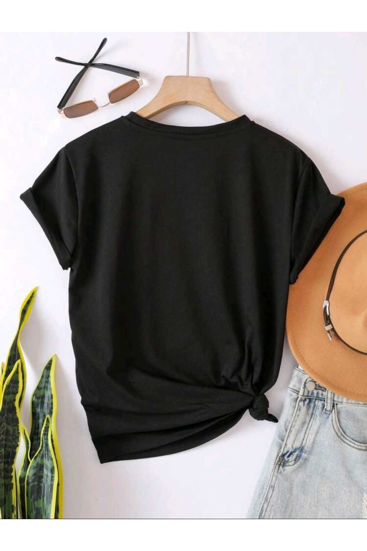 Ay Yıldız Papatya Baskılı UNISEX YAZLIK Pamuklu Kısa Kol Tshirt