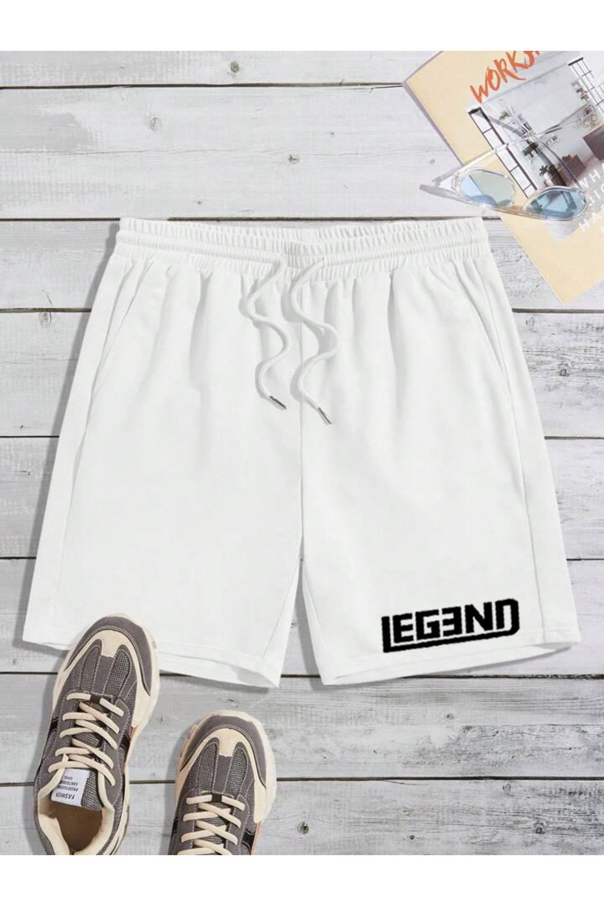 LEGEND Baskılı Cepli Beli Lastikli Spor ŞORT