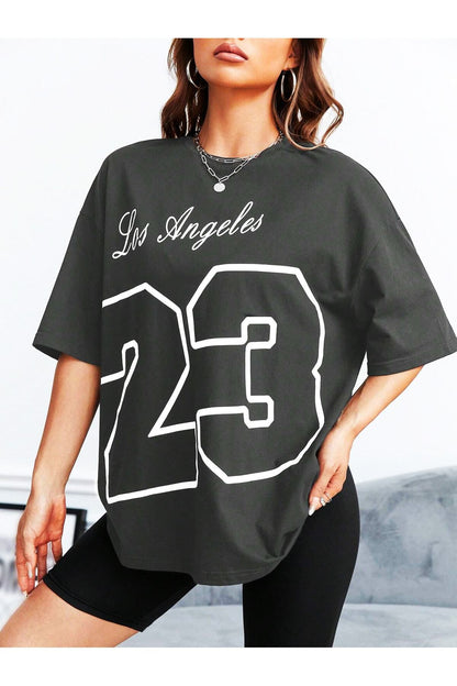 Los Angeles 23 Baskılı Unisex ( Geniş Kalıp ) Oversize T-SHİRT