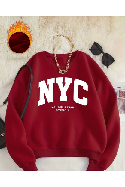 NYC ALL GİRLS TEAM BASKILI SWEATSHİRT