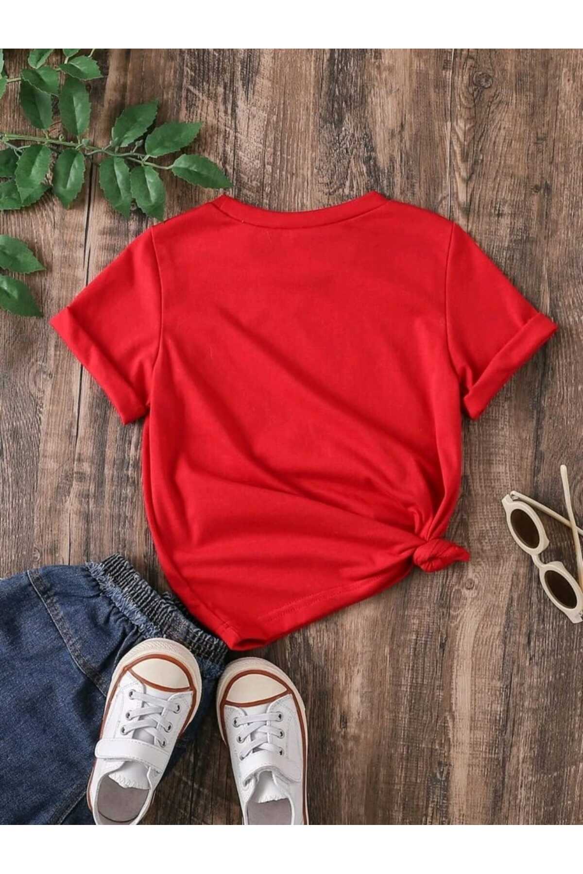 Çocuk BOSTON Baskılı Bisiklet Yaka Pamuklu T-shirt