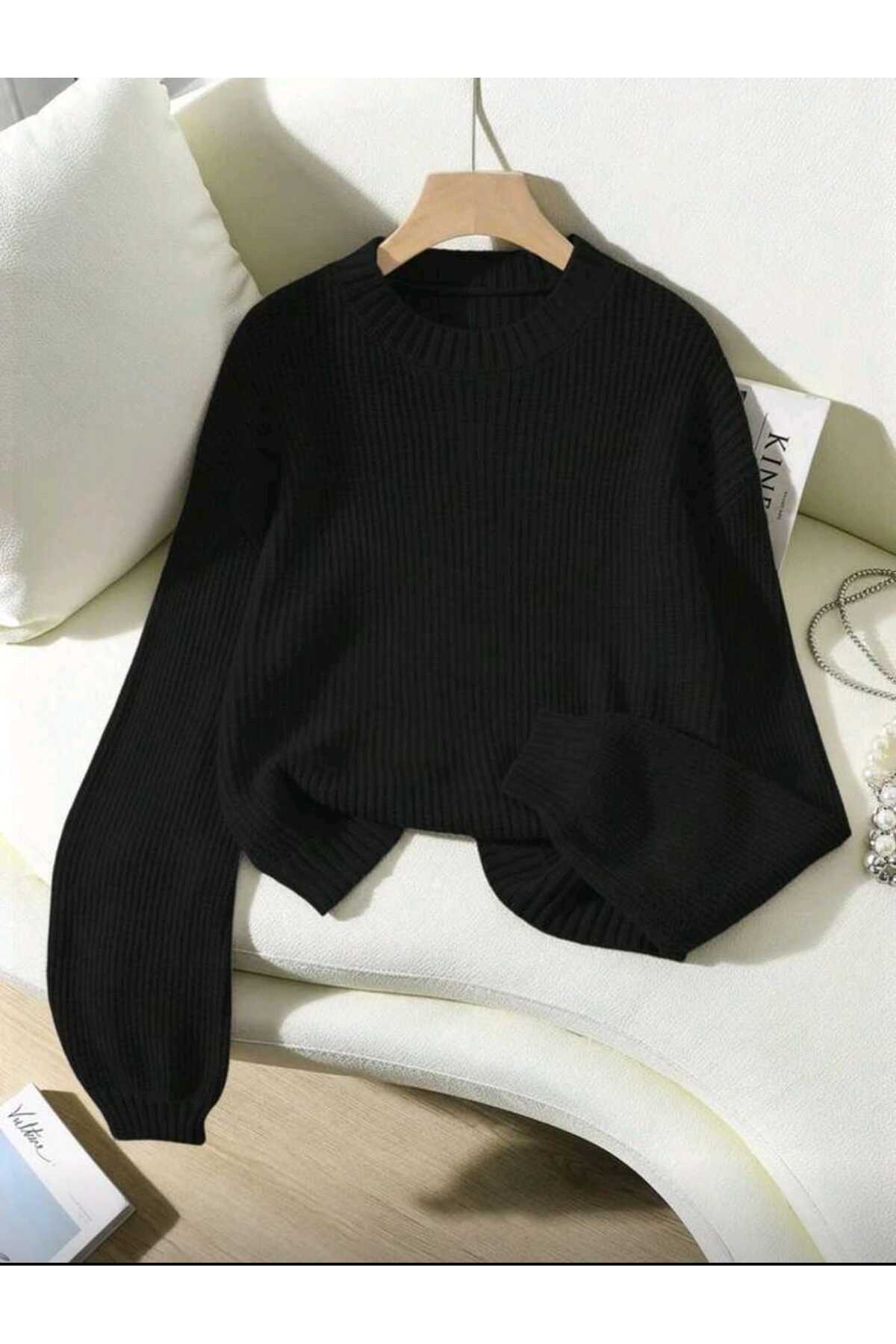 TRİKO Örme Oversize Bisiklet Yaka Kazak Yeni BTK