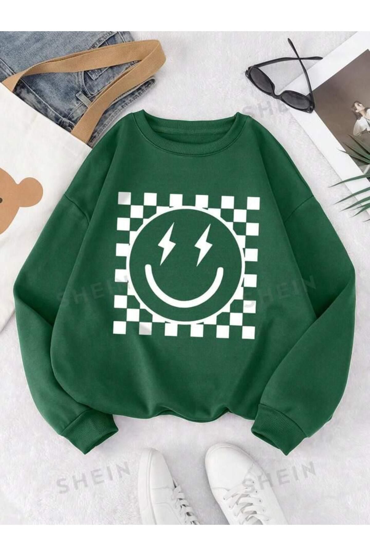 DAMALI SMİLE Baskılı Bisiklet Yaka OVERSIZE Sweatshirt