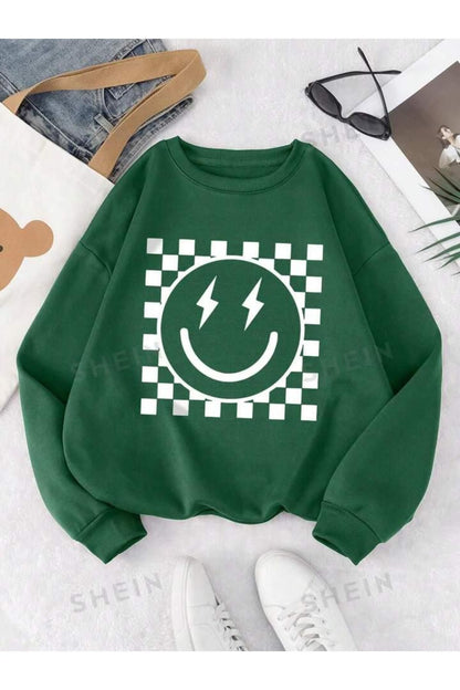 DAMALI SMİLE Baskılı Bisiklet Yaka OVERSIZE Sweatshirt