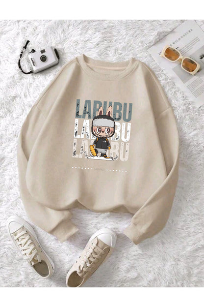 LABUBU Sweatshirt Unisex Pamuklu Şardonlu