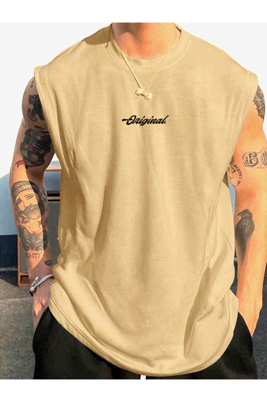 Original Kolsuz Atlet tshirt  Erkek Sıfır Kol Baskısız Giyim Spor Giyim Oversize T-SHİRT