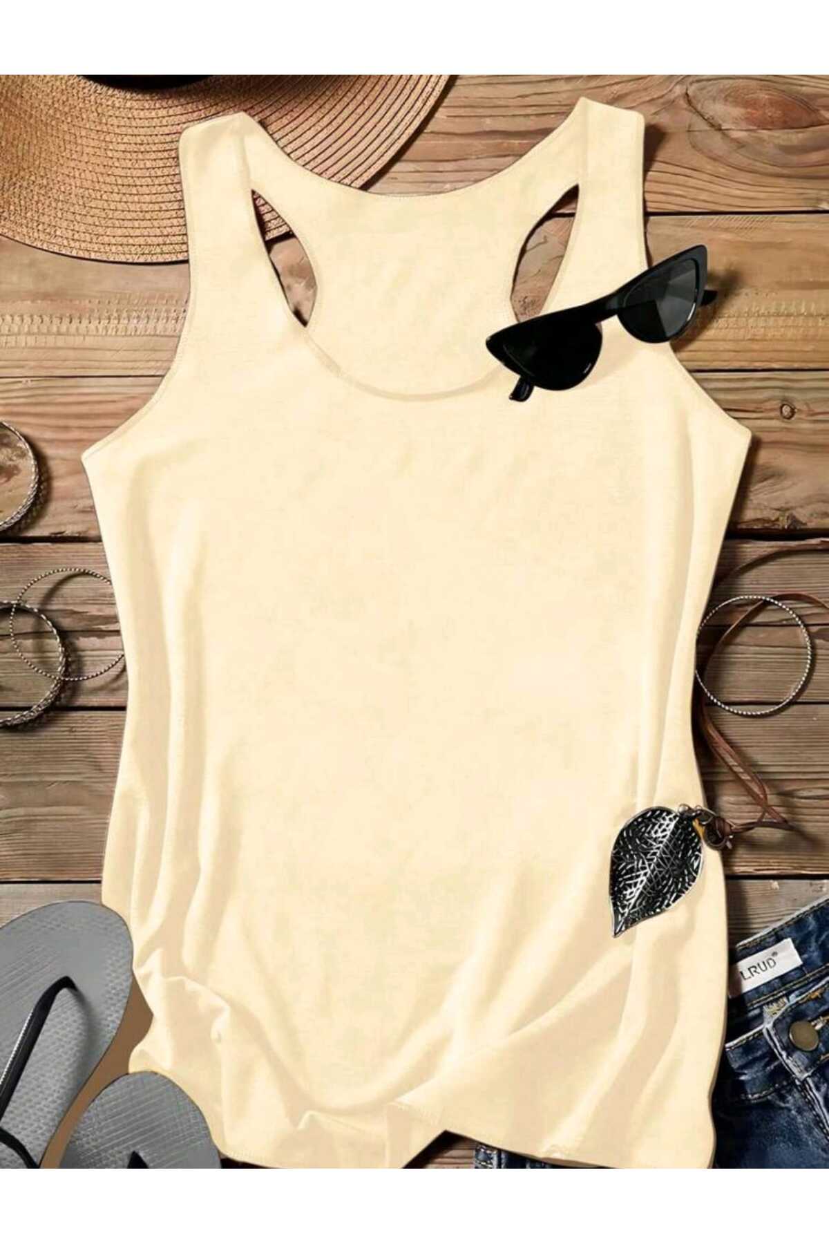 Kadın Yüzücü Atlet Tshirt Düz Baskısız Yeni Sezon