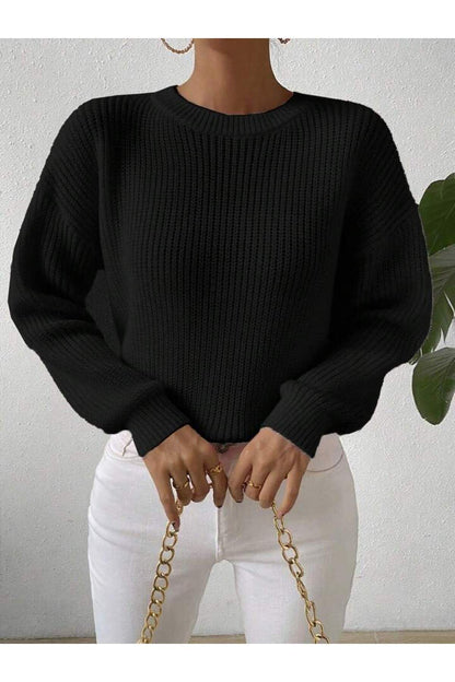 TRİKO Örme Oversize Bisiklet Yaka Kazak BTK